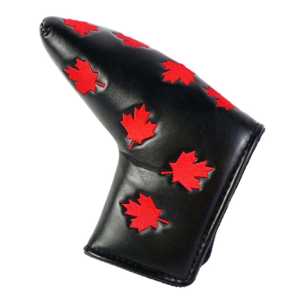 Prestaties Pu Leather Putter Club Head Cover Headcover & Dikke Voering, Maple Leaf Borduurwerk