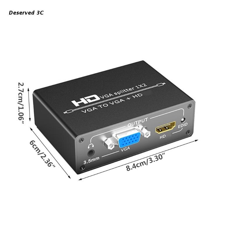 R9CB adattatore VGA a VGA 1080P multi-display 2 in 1 convertitore compatibile VGA a HDMI per sistema operativo XP Windows 8/10
