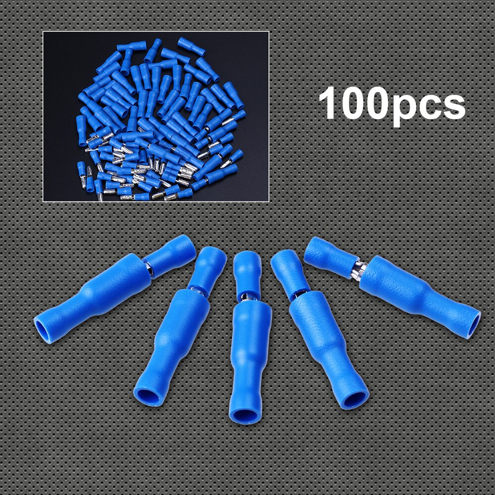 100pcs Gauge Insulated Male / Female Bullet Quick Splice Wire Terminals Wire Crimp Connectors Set (Blue)