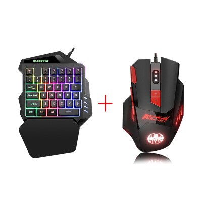 G94 Mini teclado para juegos con 3 colores de retroiluminación LED con una mano teclado USB con cable 35 teclas para ordenador portátil teléfono: G94 and GM18