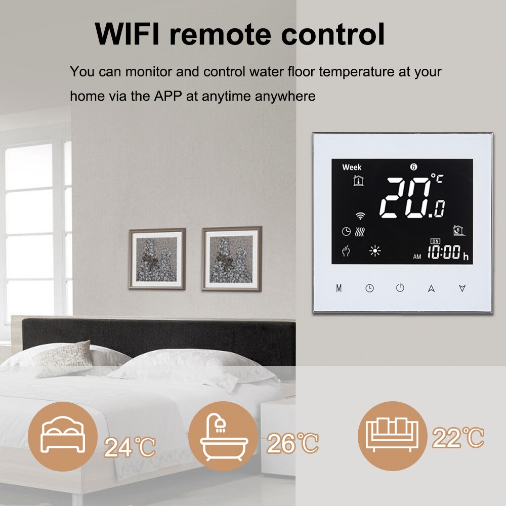 Digital Thermostats Water / Gas Boiler Heating Thermostat Voice Over WiFi Control Touch Screen Home Room Temperature Controller
