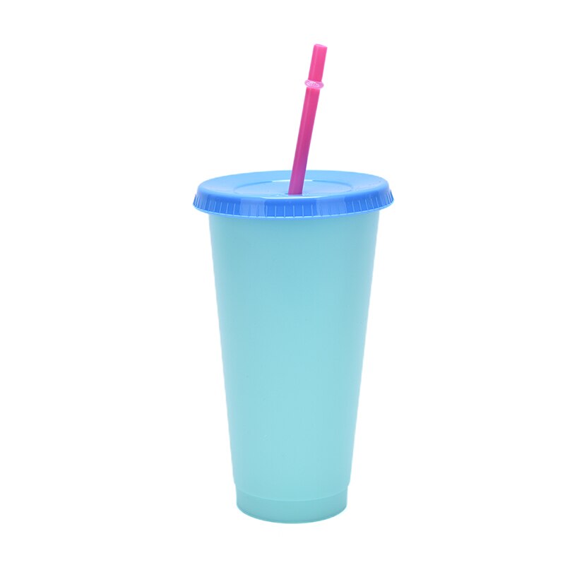 Color Changing Cold Cups Plastic Colorful Cold Water Color Changing Coffee Cup Mug Water Bottles With Straws