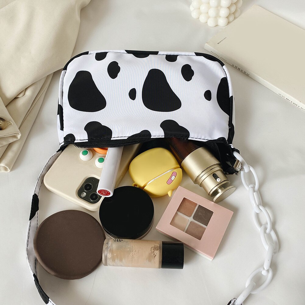Frauen lässig Nylon Handtaschen Geldbörse Damen Kuh Milch Reißverschluss Totes Schulter Taschen Jugend Damen Einfache Vielseitige Tasche