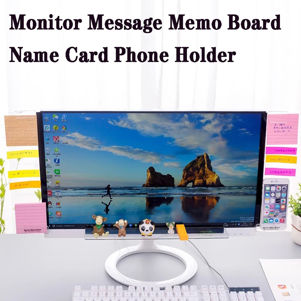 1PCS Acrylic Monitor Message Sticky Note Memo Board Transparent Tabs School Office Computer Screen Notes Supplies Side Sticker