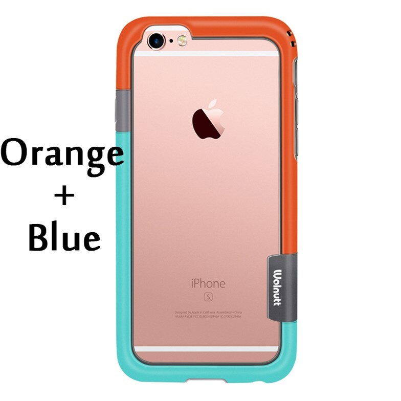 Esamday Voor iPhone 6 s 4.7 inch 6 Kleur Walnutt Soft TPU Hybrid Bumper Frame Case Cover Side Bescherming voor iPhone 6: Orange and Blue