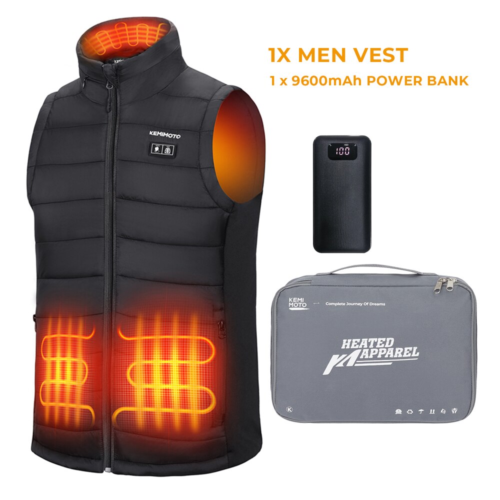KEMIMOTO Winter Heated Jacket USB Heated Vest Battery Temperature Adjustable For Motorcycle Skiing Bike Hiking Washable: Type B Male / L