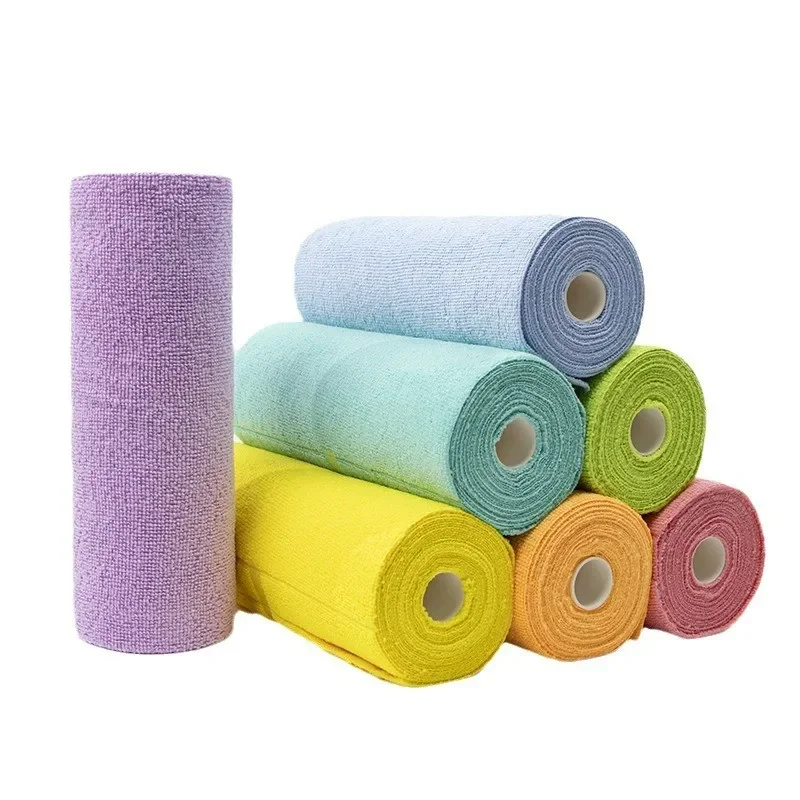 20PCS/Roll Microfiber Towel Absorbent Kitchen Cleaning Dishcloth Non-stick Oil Dish Rags Napkins Tableware Home Cleaning Towels