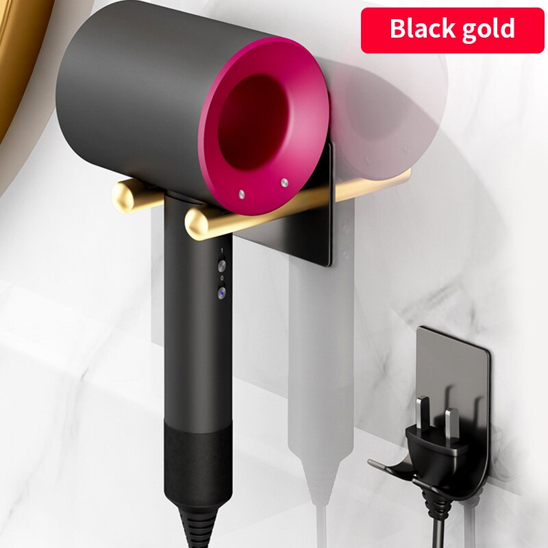 Föhn Houder Voor Dyson,Wall Mounted Rack Föhn Houder Voor Supersonische Haardrogers Opbergrek Badkamer Accessoriess: black gold