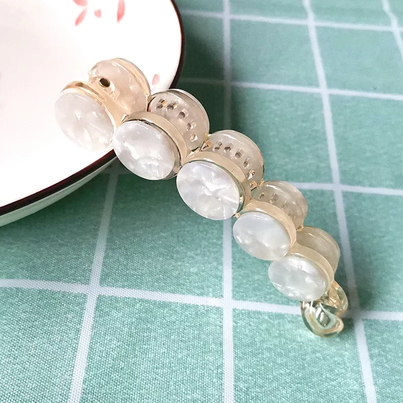 Simple Marble Pattern Banana Clip Women Acetate Leopard Ponytail Holder Hair Clip Casual Tortoiseshell Large Hairpin: black