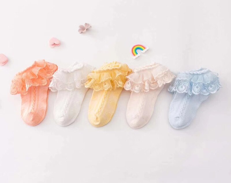 Arrivals Baby Girls Beautiful Princess Lace Socks Noble orange yellow color lace socks for kid girls 2-8 Years