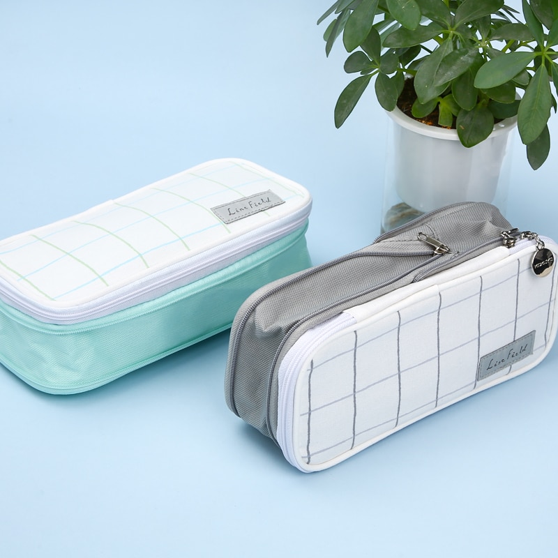KOKUYO Solid Color High Capacity Zipper Pencil Case Pen Bag Lattice Impression Simple Scalable Pastel Cookie Series WSG-PCC12