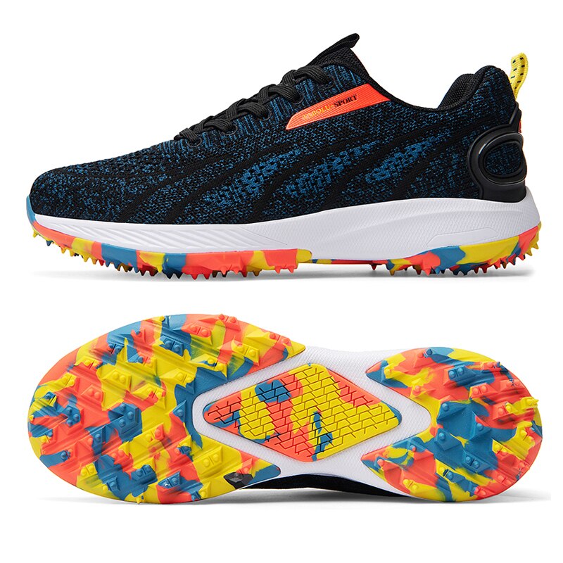 Men Golf Shoes for Spring Summer Breathable Mens Golf Training Sneakers Black Blue Outdoor Sport Sneakers for Golf