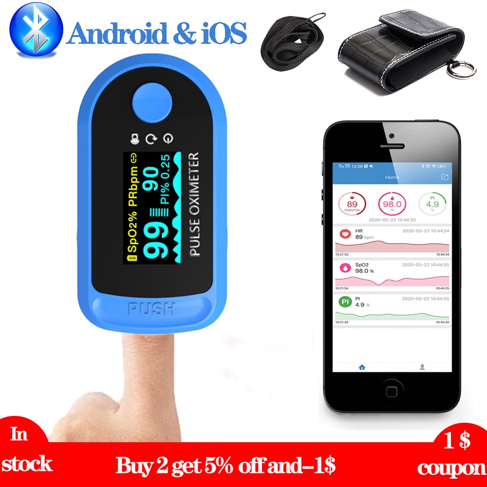 Bluetooth Pulsoxymeter Slaap Monitoring Blood Zuurstofverzadiging Meter Saturatiemeter De Dedo Spo2 Pr Pi Monitor Ondersteuning Android Ios