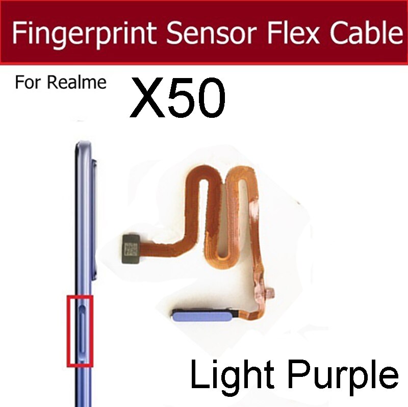 Fingerabdruck Sensor Heimat Taste Schlüssel berühren Ich würde biegen Kabel Für OPPO Realme X50 Meister X50M X50T X Lite X3 Super Zoomen Ersatzteile: X50 hell Violett