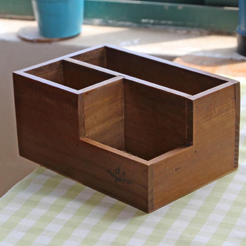 DIY Wooden Pattern Succulent Planter Flowerpot Container Box Desktop Remote Controller Storage Box Garden Outdoor Decor