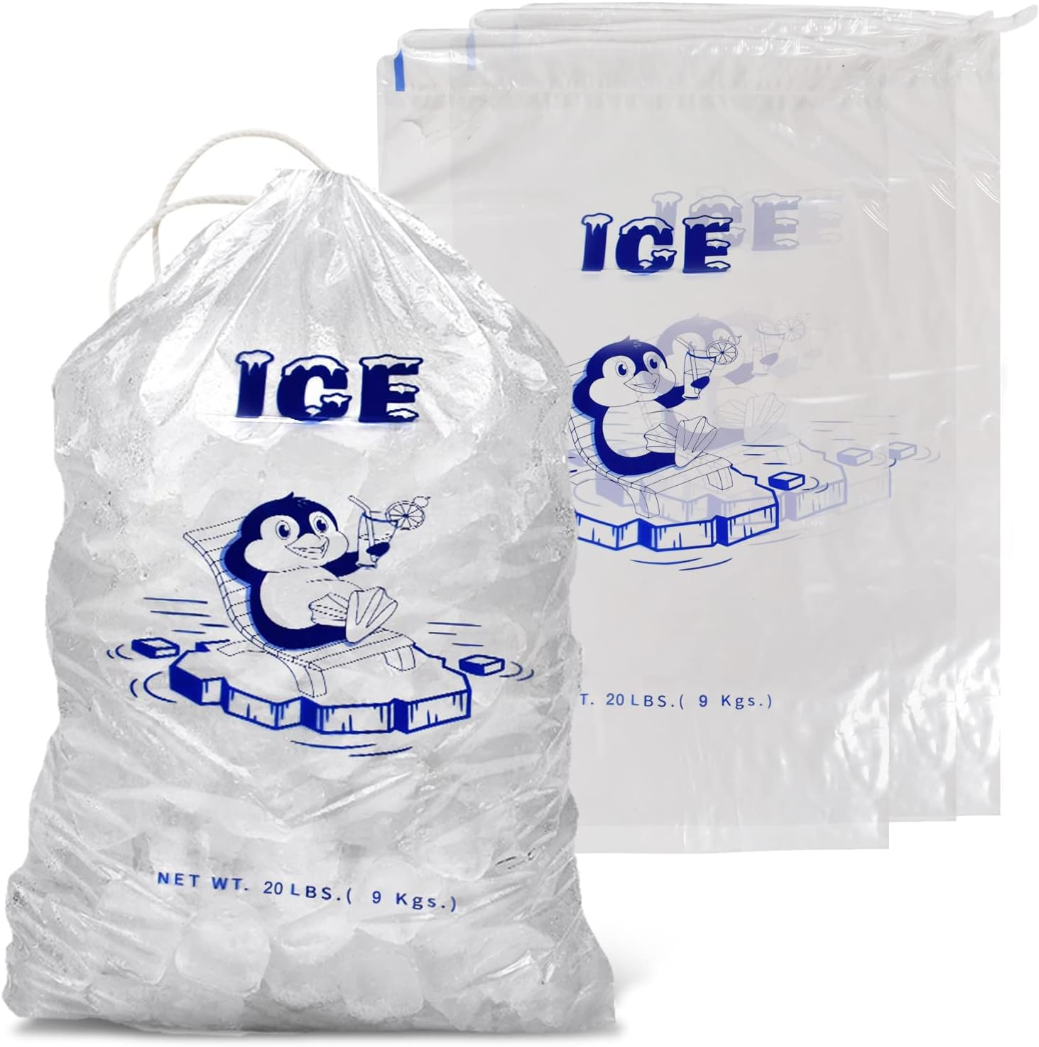 10pcs Ice Bag Durable Drawstring Closure Pack Storage Bags For BBQs Camping Food Stalls Refillable Ice Cubes Bags