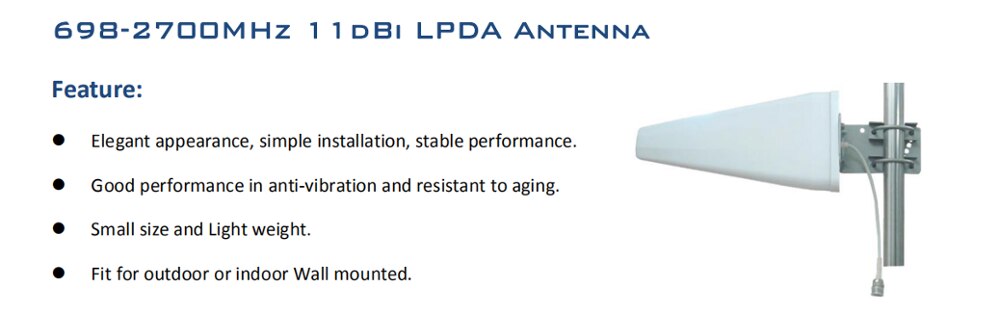 Antena de refuerzo de señal de teléfono móvil GSM, 3G, 4G, LTE, registro periódico, externa para repetidor, ganancia de 11dBi, 698-2700mhz