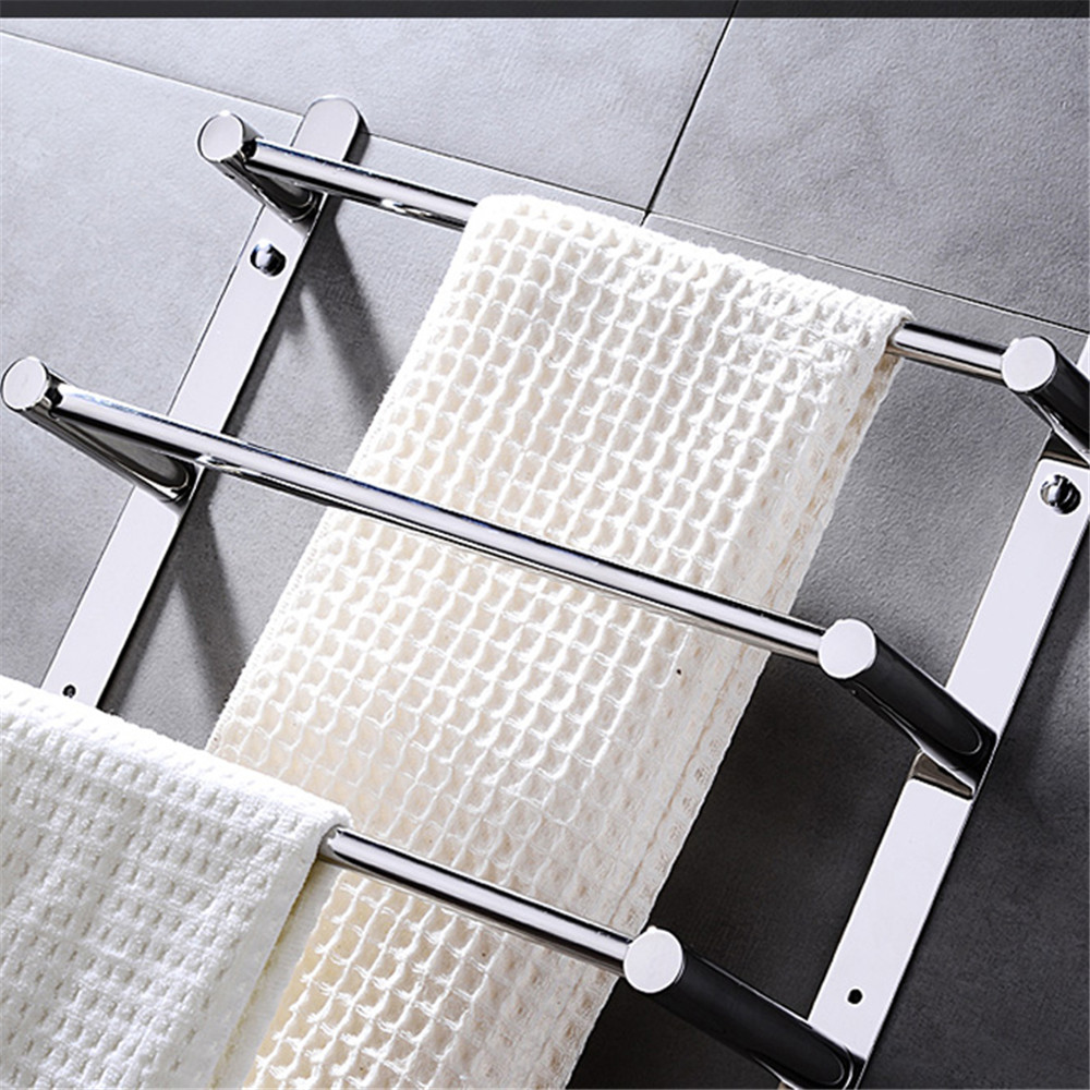 Three Layers Modern Towel Bar Brief SUS 304 Stainless Steel Polished Surface Bathroom Towel Rack Wall Mounted Towel Shelf Holder
