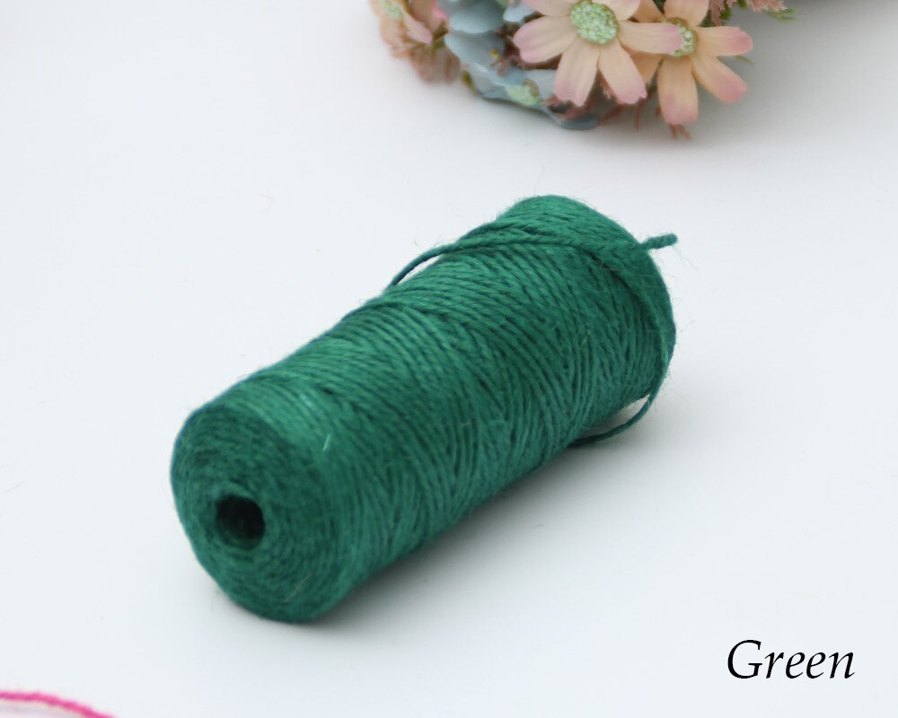 100M Natural Burlap Hessian Jute Twine Cord Hemp Rope Party Wedding Wrapping Cords Thread DIY Scrapbooking Craft Decor: green