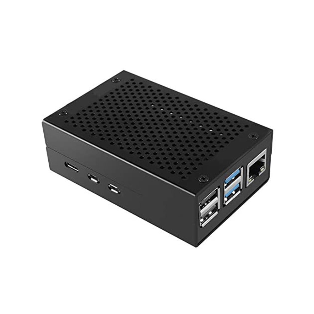 Case Voor Raspberry Pi 4 Met Aluminium Metalen Koelventilator 5V 3A USB-C Voeding Met On/Off schakelaar Voor Raspberry Pi 4 Model B: Black US Plug