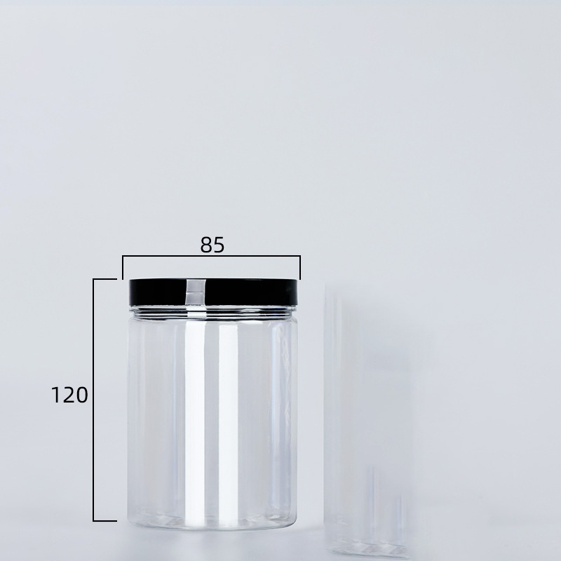 Botella de embalaje de plástico PET transparente, botellas de sellado vacías, cubo Circular, almacenamiento, tarro de galletas, contenedor de tanque de sellado de grado alimenticio, 1 unidad: Naranja