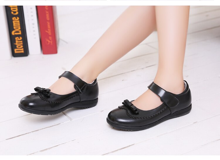 SLYXSH Kinderen Meisje Student Schoenen School Zwart Lederen Schoenen Meisjes Mode Prinses Schoenen Kids Classic Gloeiende Uniformen Sinlge