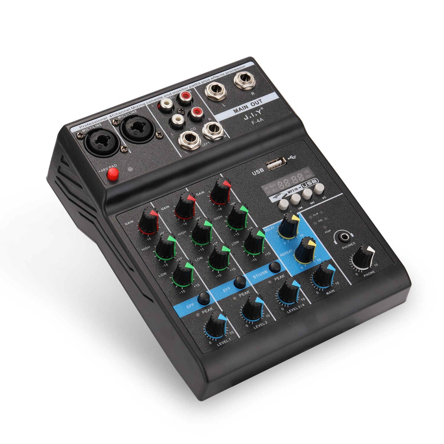 BT 4 Channel Sound Mixing Console and Monitor Paths Plus Effects Processor with USB