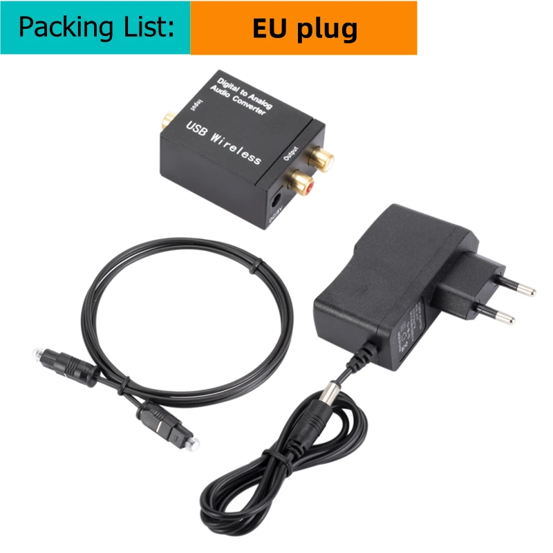 Convertidor de Audio Digital a analógico USB, señal Coaxial de fibra óptica a DAC analógico Spdif estéreo, Decodificador amplificador RCA Jack de 3,5 MM: MARRÓN