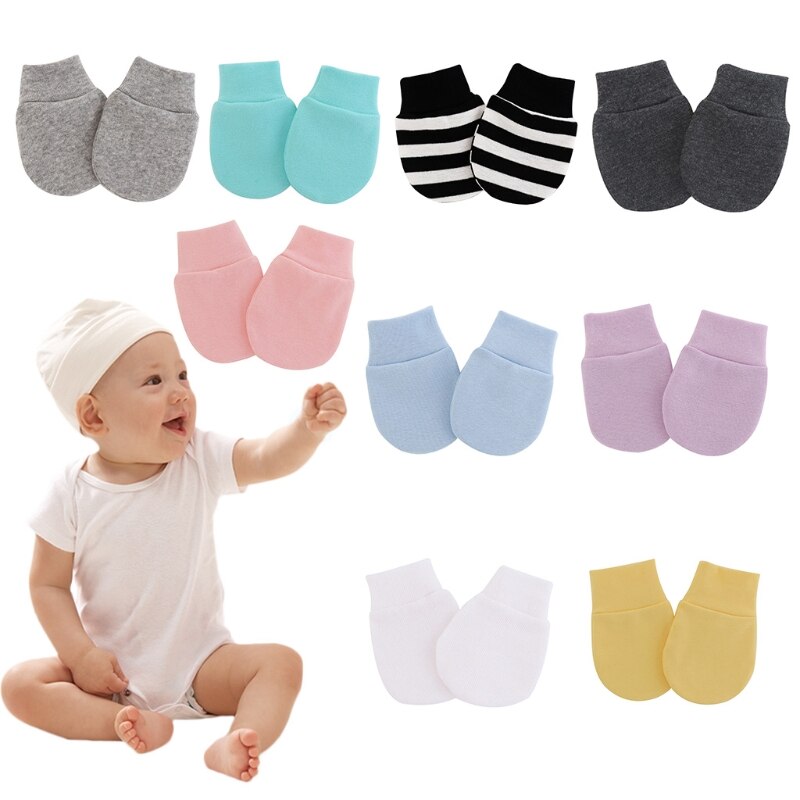 1 paar zachte katoenen handschoenen tegen krabben voor baby's, bescherming voor het gezicht en handbescherming voor baby's, benodigdheden