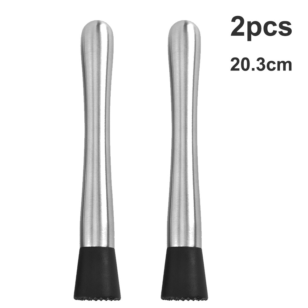 2pc Stainless Fruit Muddlers Caipirinha Pestles Cocktail Ice Hammer Crushed Popsicle Lemon Squeeze Tool Bar Tool Kitchen Gadgets: 2pcs 20.3cm