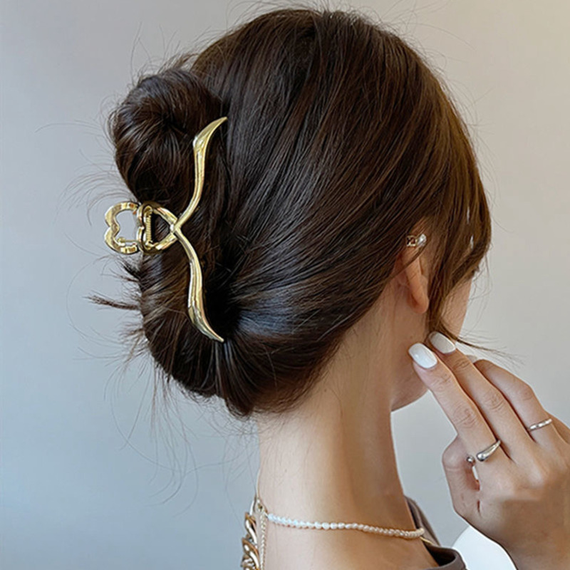Pinzas para el pelo con lazo geométrico para mujer, horquillas de Metal grandes, pasadores, accesorios para el cabello, Vintage Simple, ,