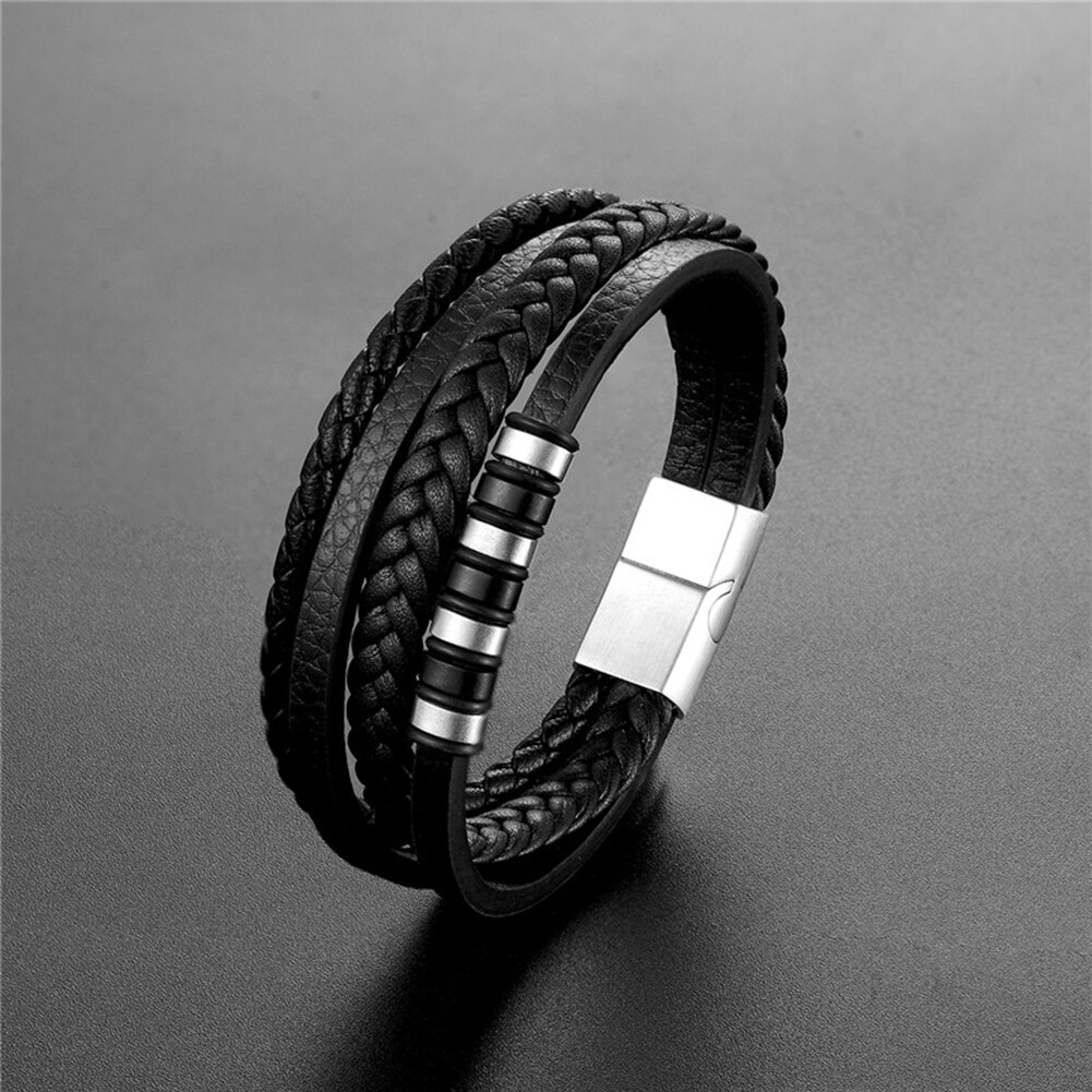 neue Faux Leder mehrschichtig Geflochtenen Seil Manschette Armreif Armbinde Schmuck Für Männlich Weiblich Armbänder Schmuck