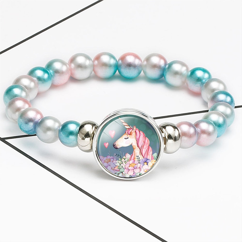 Cute Unicorns Beads Bracelets Bangles For Children Brand Jewelry Children Bracelet And Bangles Cartoon Women Accessories Girls B