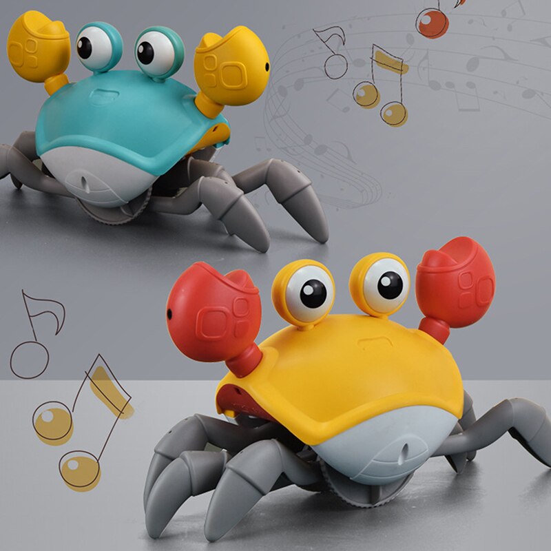 Leuke Inductie Krab Met Lichte Muziek Simulatie Automatische Sensing Lopen Cartoon Dier Kinderen Speelgoed