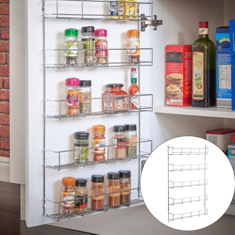 3/4/5/6 Tier Spice Seasoning Kitchen Rack Cabinet Shelf Door Organizer Wall Mount Holder Storage Shelf Pantry Space Saver Racks