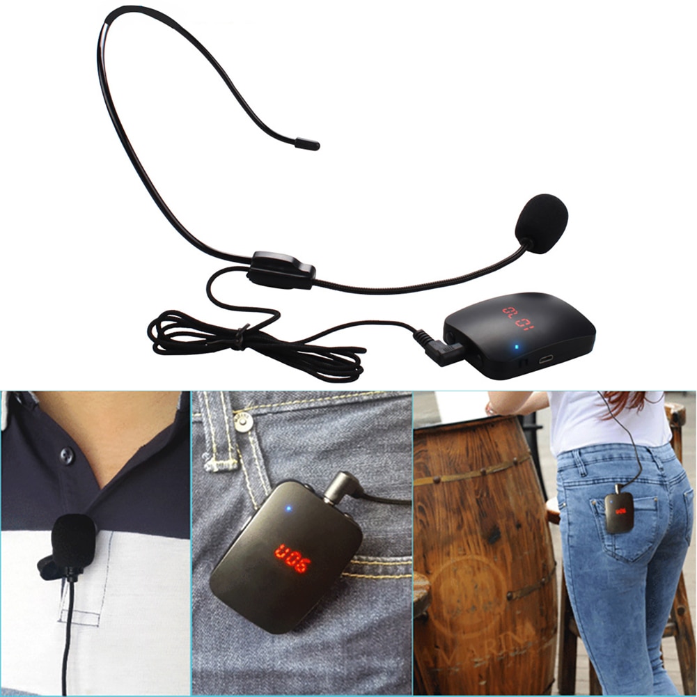 Trådløs mikrofon fm radio sender headset krave tour guide klip på bluetooth mikrofon tale forstærker booster megapho
