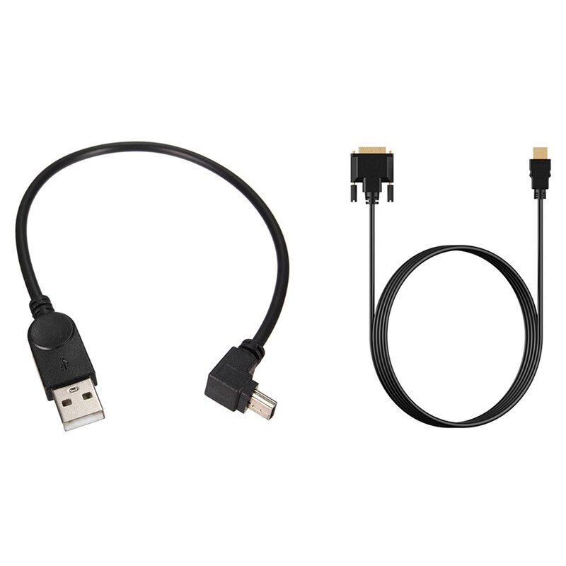 Black USB2.0 Type a to Mini USB B Male Cable 5Pin 480Mbps Data Cable with HDMI to DVI-D Video Cable Adapter: Default Title