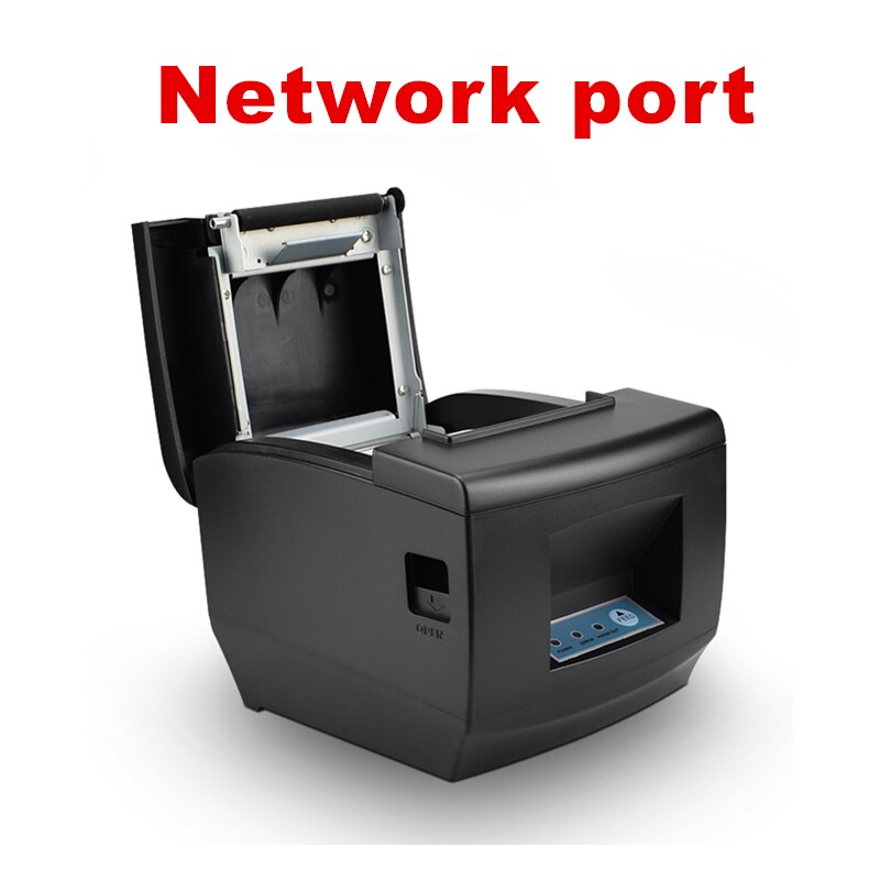 POS Printer 300mm/s 80mm Thermal Receipt Barcode Printer Kitchen Restaurant Automatic Cutter with USB / Lan Port: Network port / UK Plug