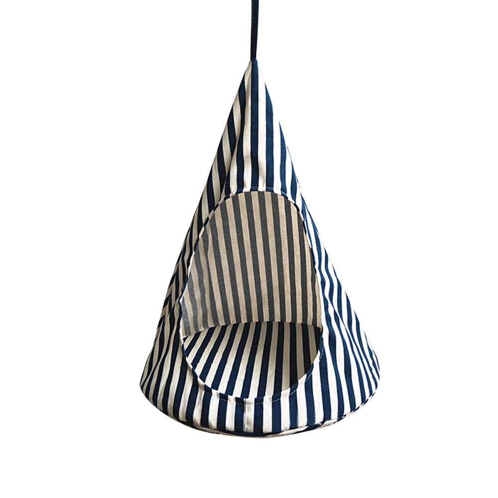 Hopfällbar katthängmatta avtagbar ventilerande tvättbart koniskt tält för små hundar sovande husdjur hängsängar produkt: Blå remsor / 45 x 45 x 56cm