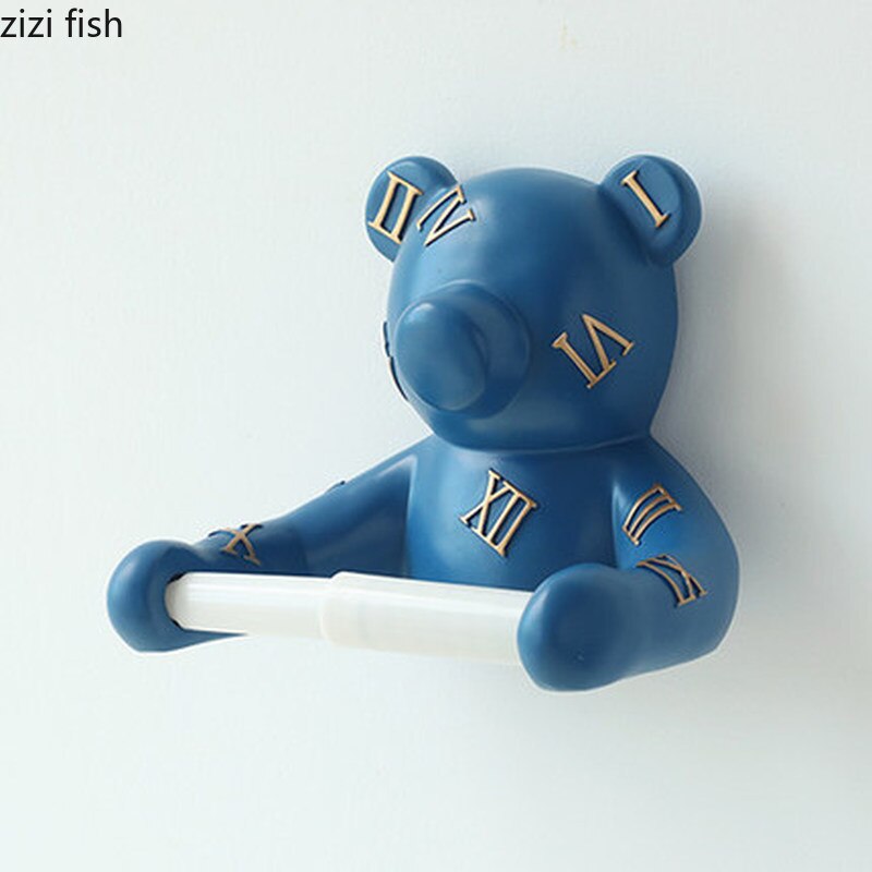 Home Decoration Wall-mounted Tissue Holder Cartoon Animals Tissue Box Panda Bear Resin Paper Roll Holder Toilet Paper Holder