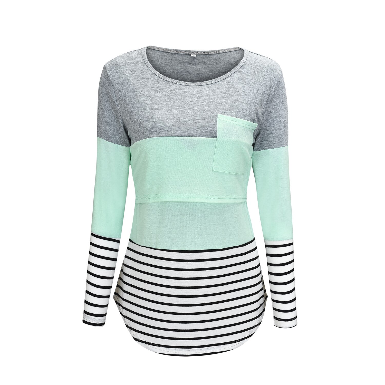 Kvinnor mamma gravid kläder blus skjorta amning mamma långärmad randiga tees kläder jurk amning