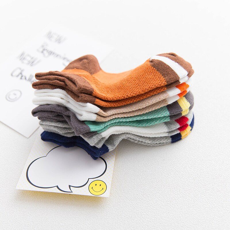 Crianças com meia infantil primavera verão verão meninos e meninas meias de malha de algodão casual 5 tamanhos