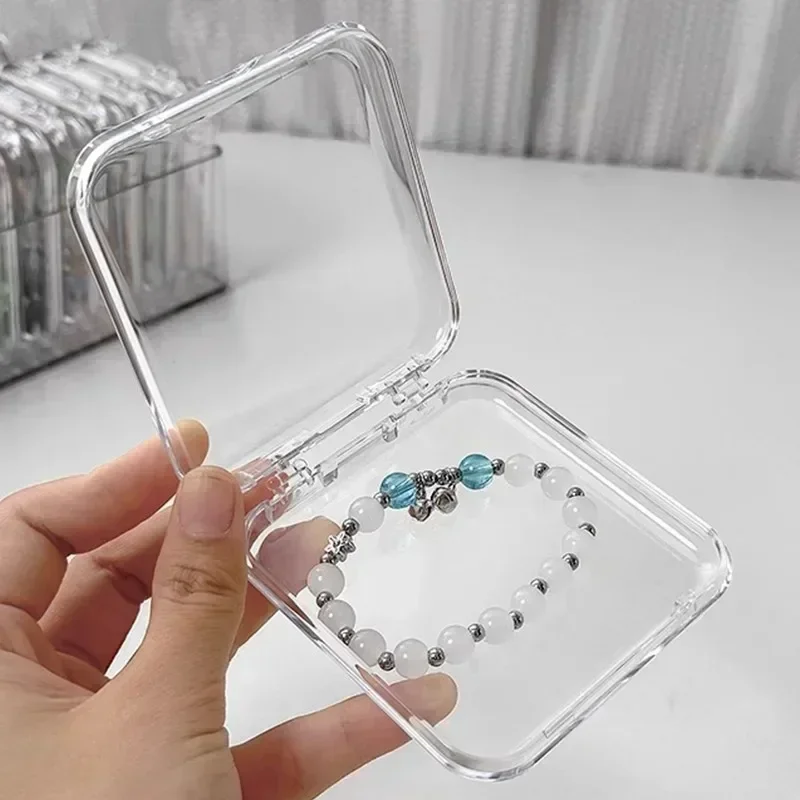 Caja de almacenamiento de joyería transparente, contenedor cuadrado acrílico portátil, pendientes, anillos, pulsera, insignia, estuche de embalaje para uñas, 20/1 Uds.