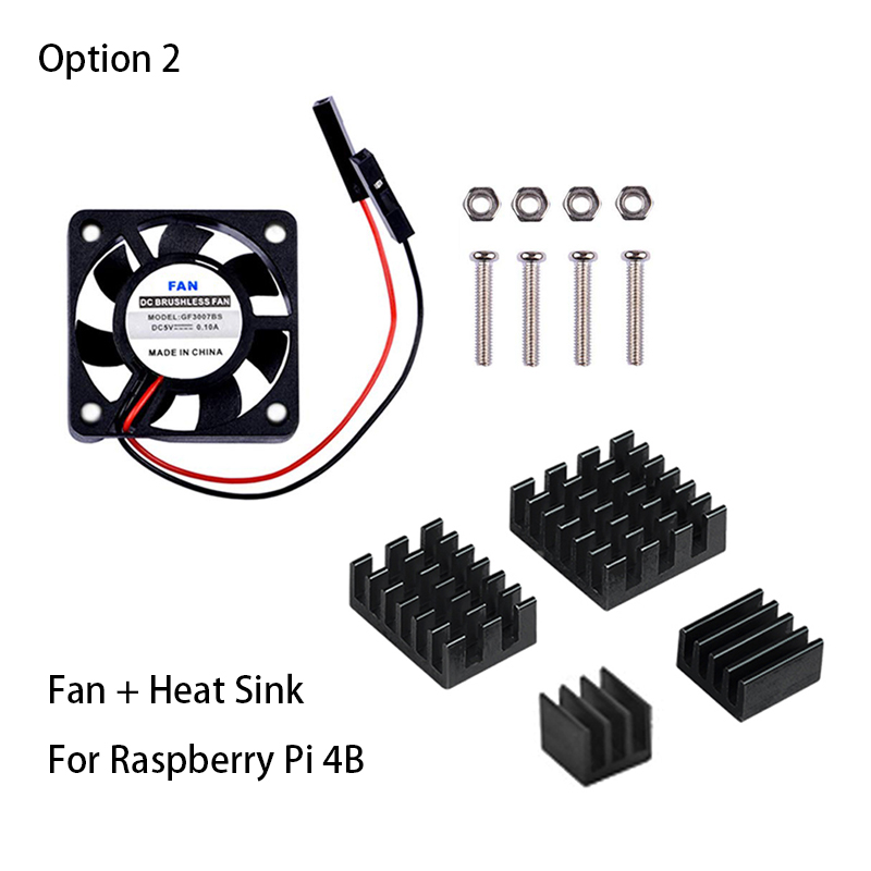 Raspberry Pi 4 Cooling Fan Aluminum Copper Heat Sink 3.3V 5V DC Brushless Cooler Radiators For Rasberry Pi4 Model B 2GB 4GB 8GB: Option 2