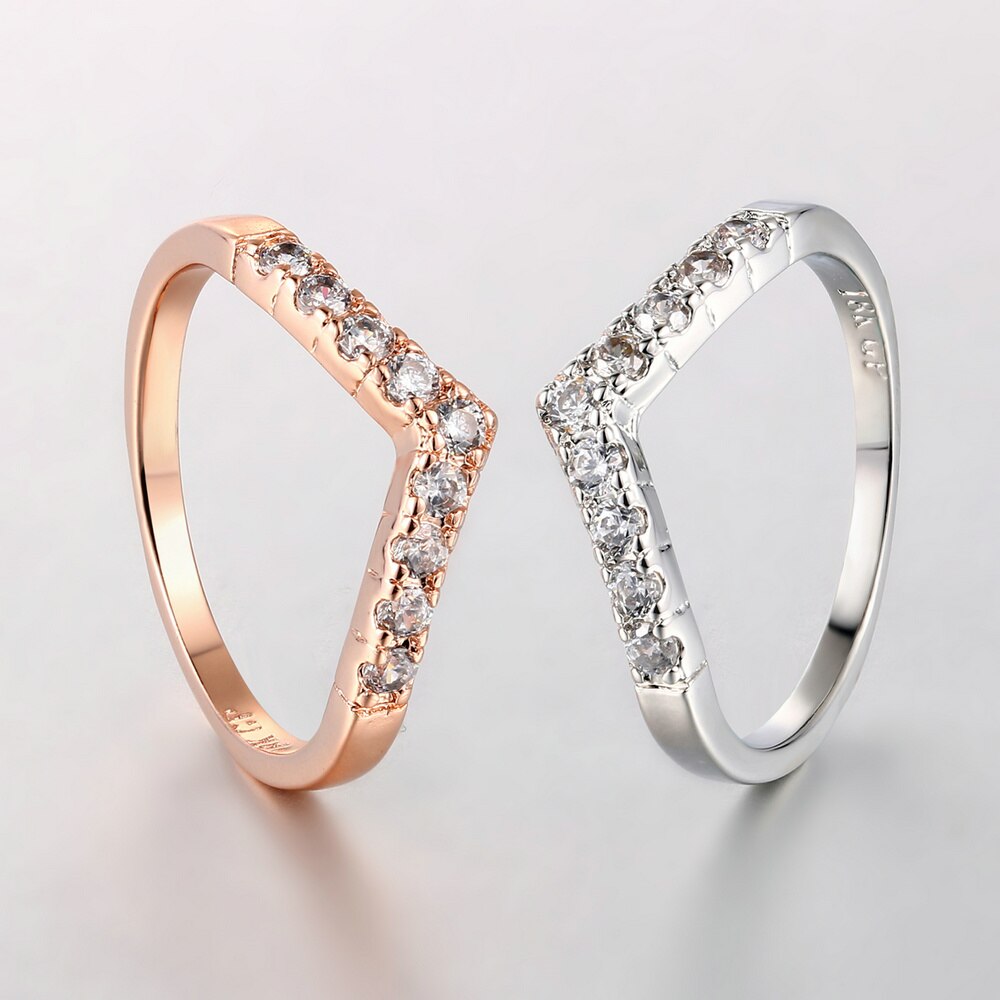 Dubbele Fair Top Aaa + Zirconia Hart Ringen Rose/Wit Goud Kleur Mode-sieraden Voor Vrouwen Bruiloft Hotsale DFR011: 6 / Platinum Plated