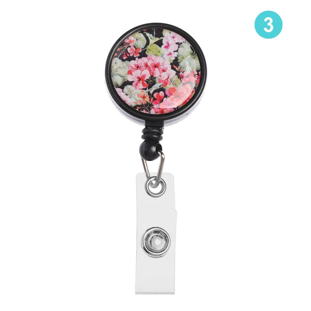 Retractable Nurse Badge Reel Clip Flower Pattern IC Name Card Badge Holder Nurse ID Name Card Unisex: 3