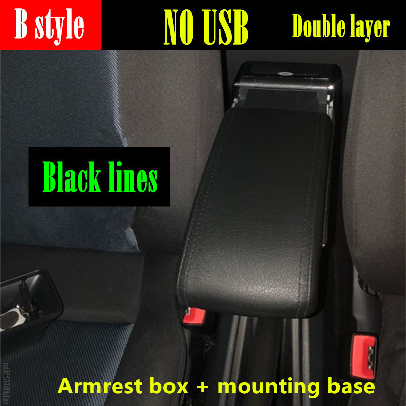 Auto Armsteun Voor Nissan Versa Armsteun Doos Almera Centrale Winkel Inhoud Opbergdoos Interieur Met Usb Interface: B2 black line NO USB