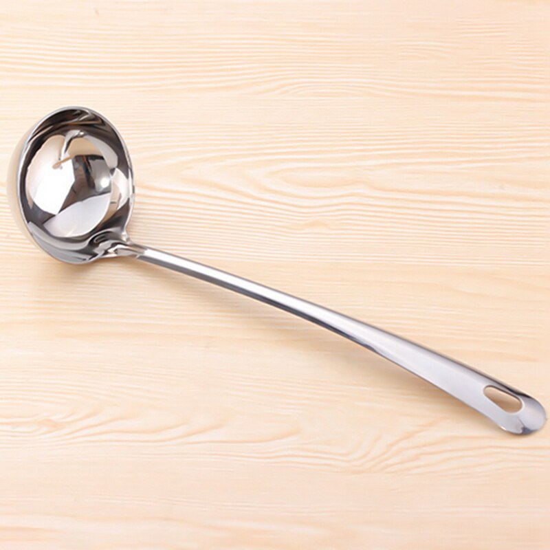 Cucharón de mango largo de acero inoxidable grueso, 1 Uds., cucharón grande, útil para cocina, utensilio, cuchara para sopa