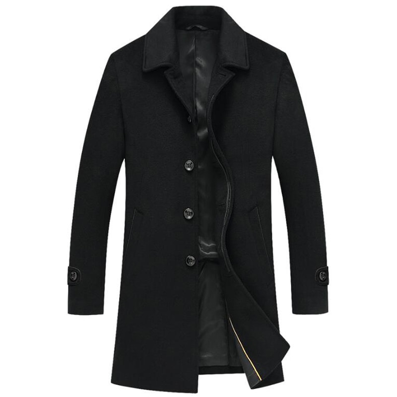 Brand Long Wool Coat Men Pea Coat Jacket Wool Blends Slim Cotton Winter Jackets Mens Woolen Overcoat abrigo hombre