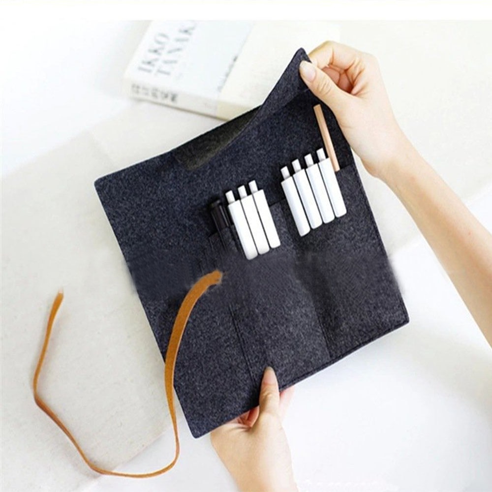 Draagbare Roll Etui Vilten Doek Potlood Tas Voor Meisjes Jongens Leuke Grote Pen Box Briefpapier School Office Supplyies